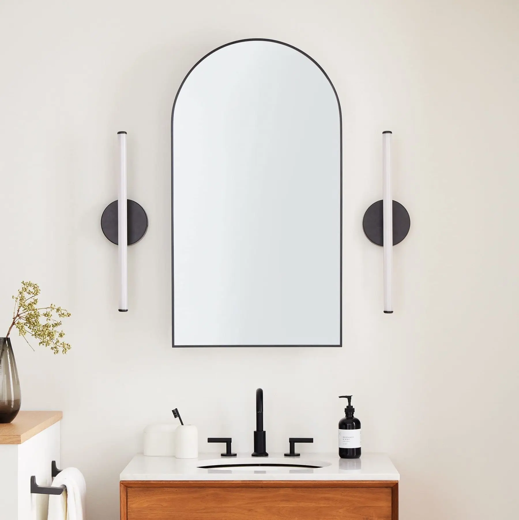 TEHOME Arched Metal Framed Recessed Medicine Cabinet with Mirror for Bathroom, Multiple Colors and Sizes, Storage Function with Adjustable Tempered Glass Shelves