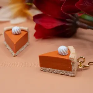 Pumpkin Pie Earrings: Handmade Polymer Clay Charms, 18K Gold Plated
