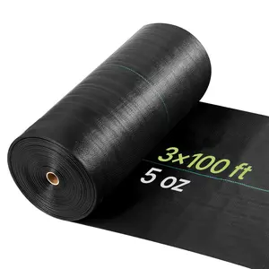 【FathersDayGift】VEVOR Weed Barrier Fabric Heavy Duty, 3x100FT 5oz Landscape Fabric, Woven Weed Blocker Fabrics, Garden Fabrics Weeds Barrier, Weeds Control Ground Cover, Geotextile Webbing, Gardening Mat, Black