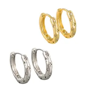 Star Small Hoop Earrings for Women Men Streetwear Unisex Earrings