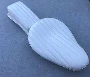 Harley Chopper Bobber Triumph Knucklehead Vintage Bates Style Natural Top Grain Genuine Leather Tuk&Roll Solo Seat with Leather Pillion Pad