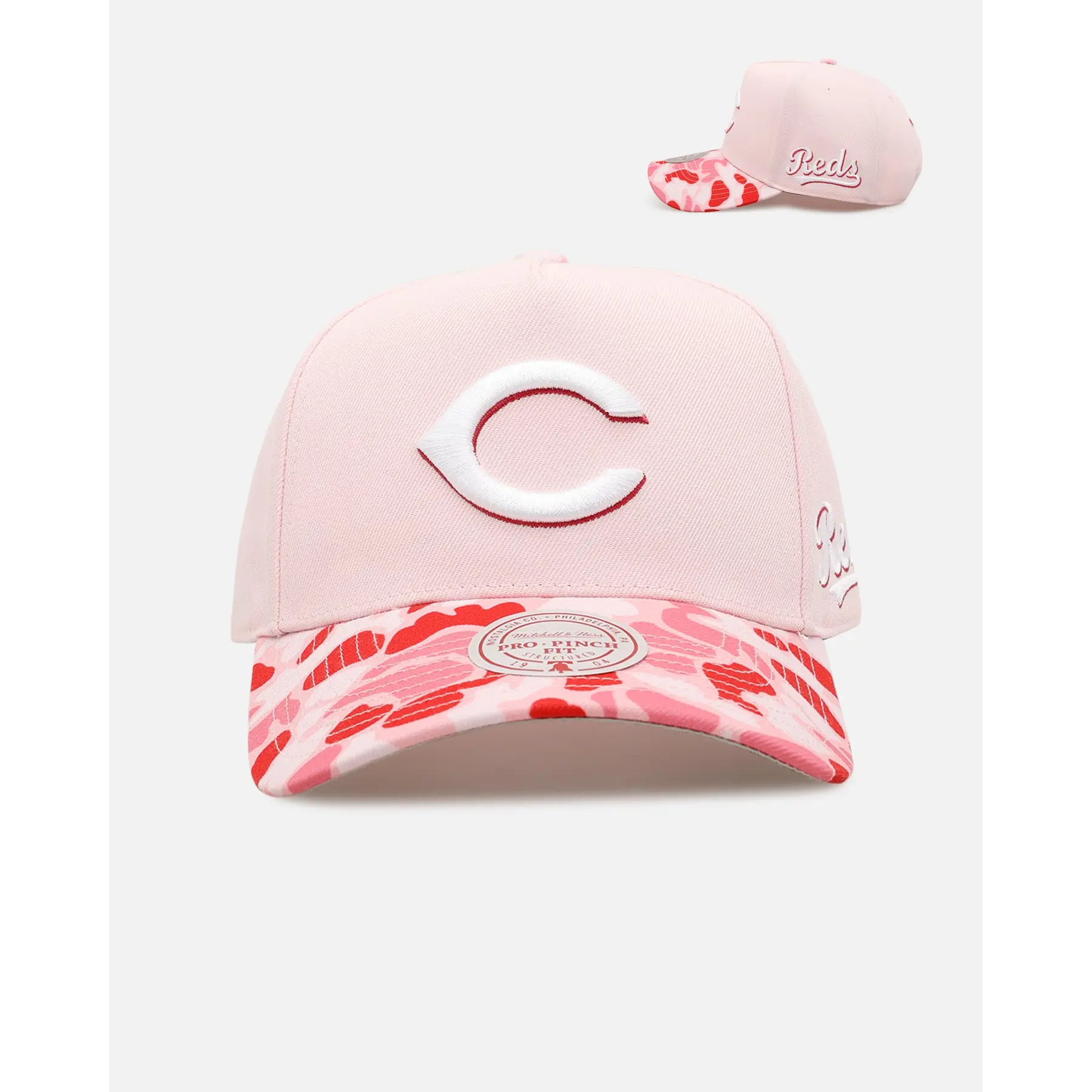 Mitchell & Ness Cincinnati Reds 'Pink Camo' Pro Pinch Snapback Pink