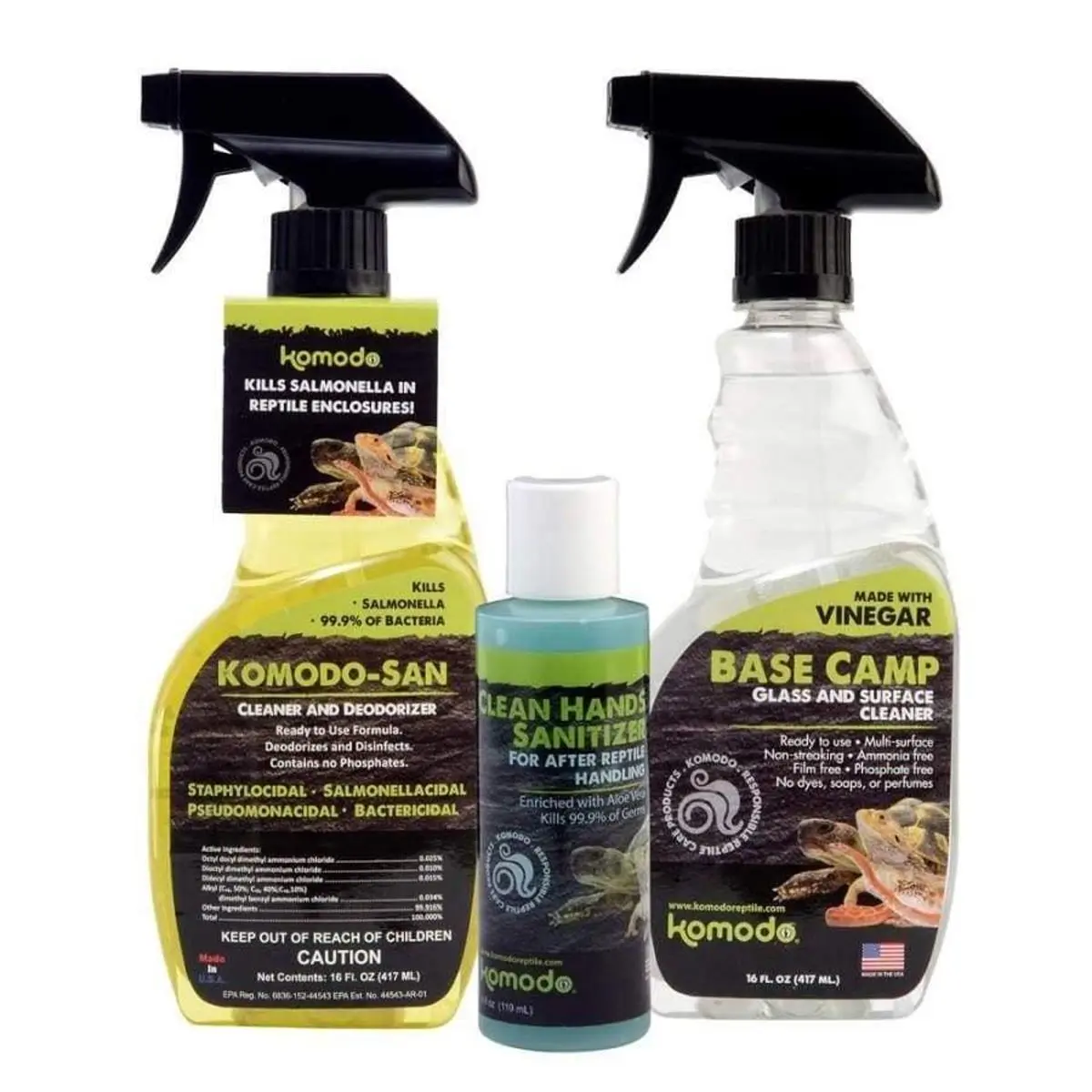 Multipet International 16oz Komodo San Cleaner & Sanitizer Spray for Reptile Owners - Cleaning, Wiping, 99.9% Bacteria Killing, Salmonella Eliminating, No Rinsing Necessary