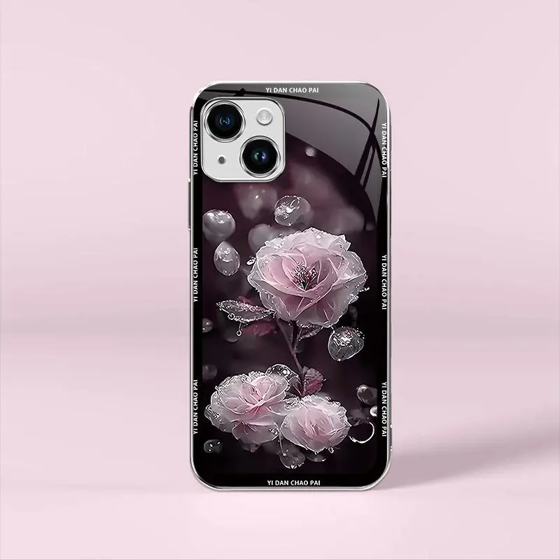 Night Dew Flower for【iPhone 14】Elegant Electroplating Glass Case--975