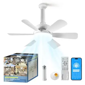 E27 Socket Ceiling Fan with Light & Remote Control, 6 Adjustable Fan Speed, Adjustable Lighting & 3 Color Temperatures Adjustable Ceiling Fan Lamp, Small Ceiling Fan for Bedroom Living Room Kitchen Garage