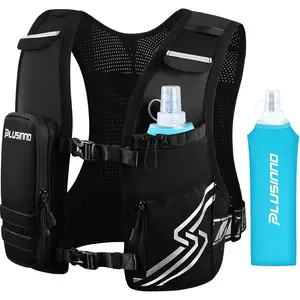 Running Vest for Women Men, Running Hydration Vest with 500ml Soft Flask & Touch-Screen Phone Pocket, Reflective Lightweight Hydration Backpack for Hiking with Adjustable Chest Waist Straps