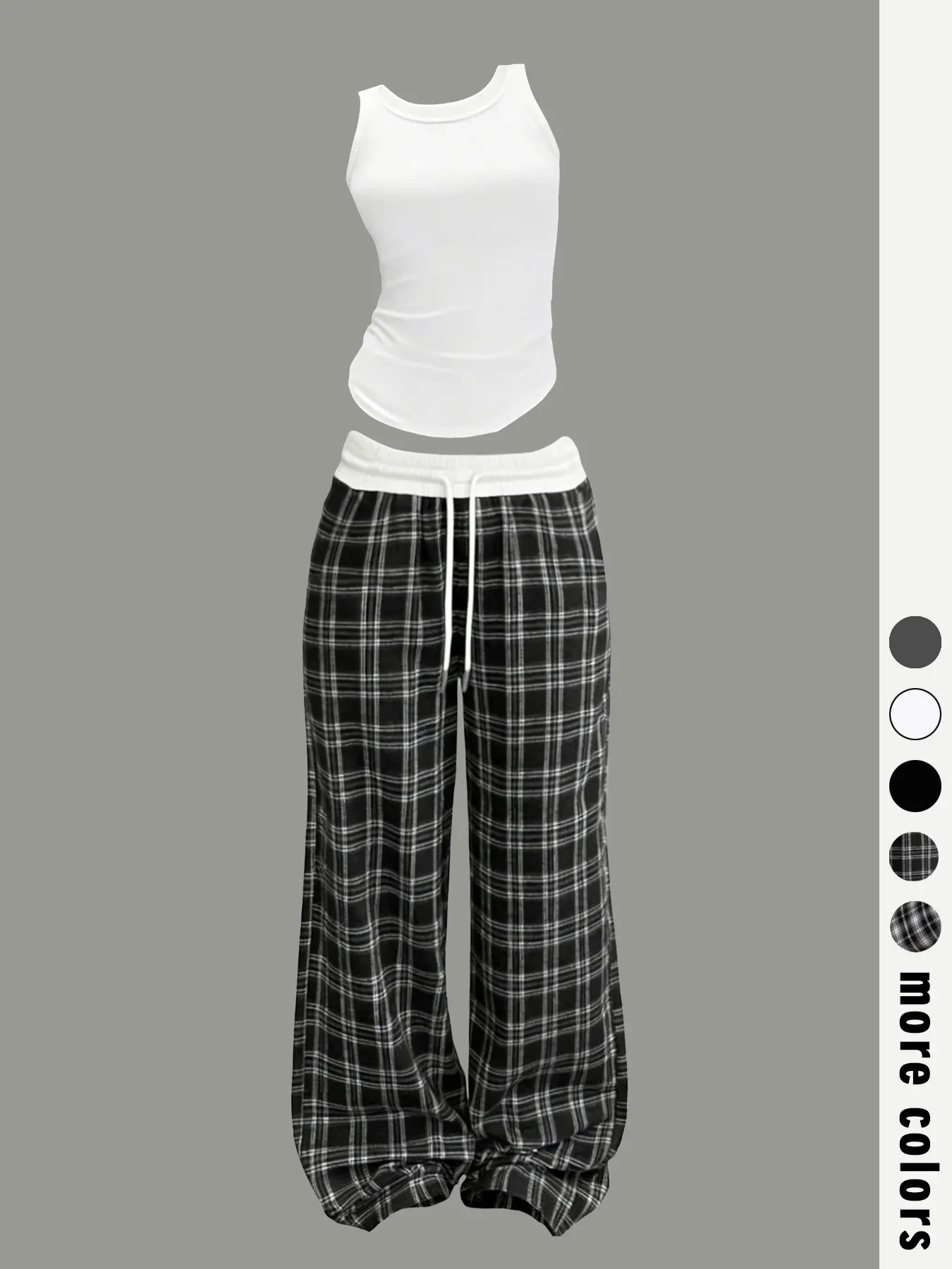 Comfortable Home Wear Set, Tank Top Pants, Striped Fitted Suit, Casual Style, All Seasons, Soft, Stretchy and Fashionable, Perfect for Lazy Days, Colorful Options, Plaid, Summer Outfits Set, Palazzo Set, Sleeveless Lounge Set