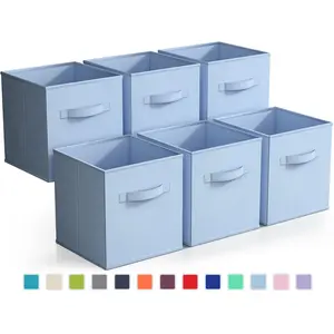 Storage Cube Bins - Pastel Colors (6-Pack) Basket Boxes Household Organiser Household Organiser Household Organiser Collapsible Laundry Set