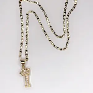 Cadena y dije letra “I” Gold Plated Female Male Casual Birthday