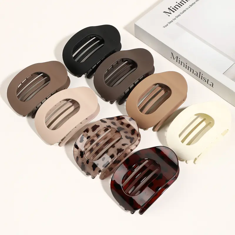 8pcs Medium Oval Claw Clips Non Slip Strong Hold Matte Hair Clamps Tortoise Shell Hair Styling Accessories for Thick Thin Hair Aesthetic Fashion Hairpins Gift for Women Hair Claws Set Claw Clip Pack