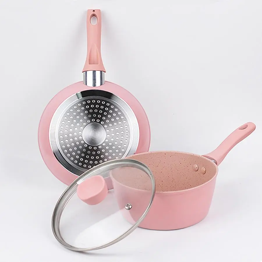 Non-stick Cookware Set, 3 Counts/set Including Frying Pan & Soup Pot & Lid, Kitchen Cookware Set for Gas Stove & Electric Stove, Nonstick Cookware Set Cooking Pans Set Pots and Pans