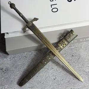 8.2inch 21cm Metal Katana Figurine Model Anime Damascus Sword Mini Steel Ninja Knife Blade Real Sized Japanese Katana Original Samurai Sabre Figure Model Gift