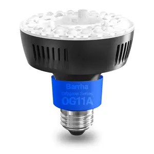 Barrina Orbgrow OG11A Grow Light Bulbs for Indoor Plants, Integrated Dimming & Timing, 5000K 11W(100 Watt Equiv), E26 Plant Light Bulb, Full Spectrum, High PPFD for Seeds and Greens, 1 Pack, Black