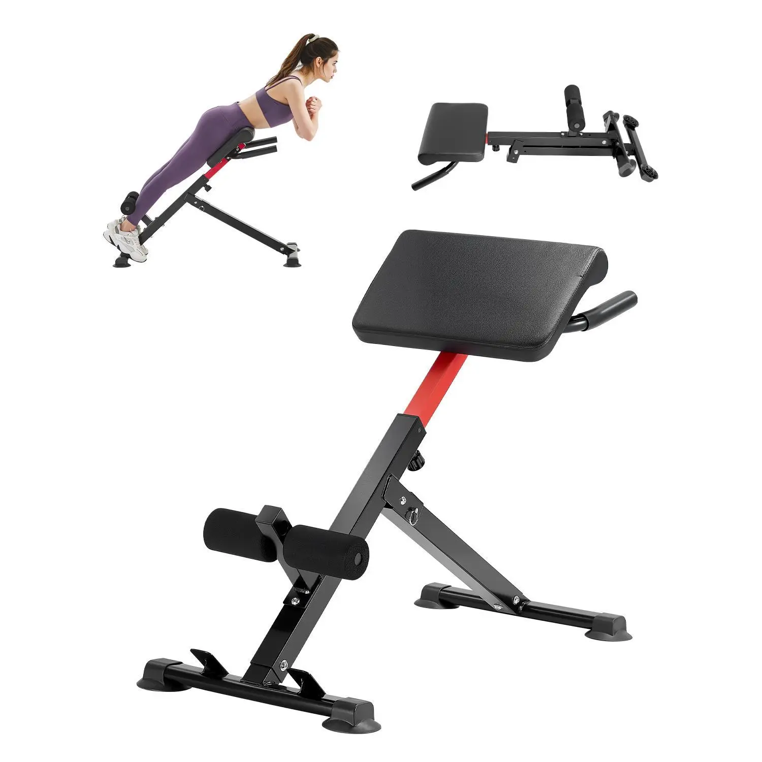 【Backtoschool】VEVOR Roman Chair Hyperextension Bench, 250 lbs Adjustable & Foldable Extension Machine, Multi-Function Exercise Equipment for Glute, Hamstring, Back, and Ab Workout, Fitness Weight Bench for Home Gym