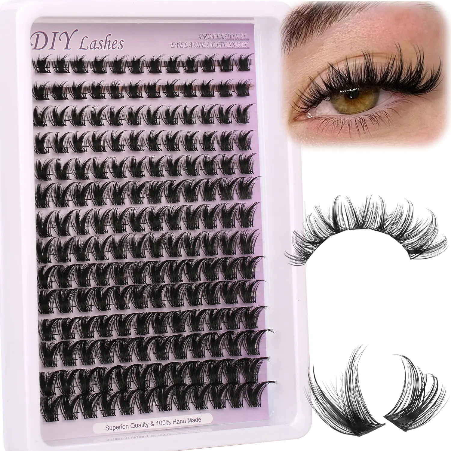 168pcs False Eyelashes Set, 8-16mm Long Dense Natural Curl Lash Extensions, Soft Band Individual Lashes for DIY Makeup, Natural Cluster Lashes, Volume Focused Lashes, Wispy Thick Eyelashes, Volume Lash Clusters, High Quality Eyelashes