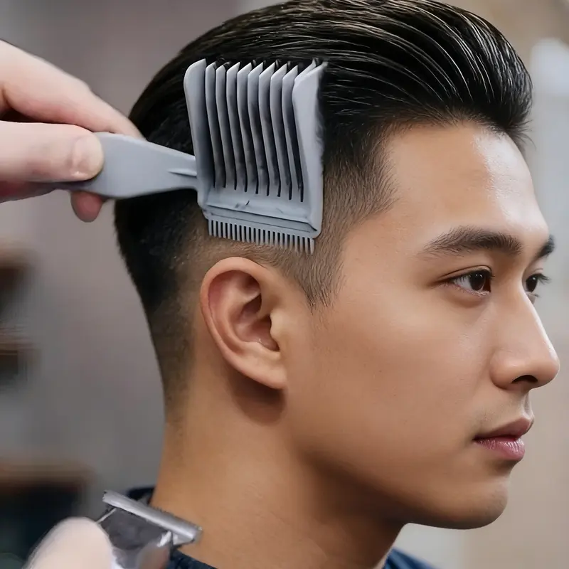 Men's 3PCS Plastic Haircut Comb Set - Anti-Slip Handle, Hollow Core, Round Tip, Tangle-Free Detangling Barber Supplies, Lightweight Male Haircare Tool for Self Haircut, Professional Trimming, Salon Supplies, Ergonomic Long Handle, Rounded Comb Tip, Plasti