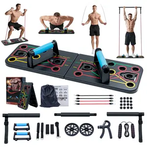 WELSTEEPSE Multifunctional Portable Exercise Machine - Home Gym Workout Station with Pull-Up Bars, Push-Up Board, Push-Up Stand, Pilates Bar, Ab Wheel, 20 Accessories, Resistance Bands, Hand Grip Exerciser, Grip Strengthener ergonomic design