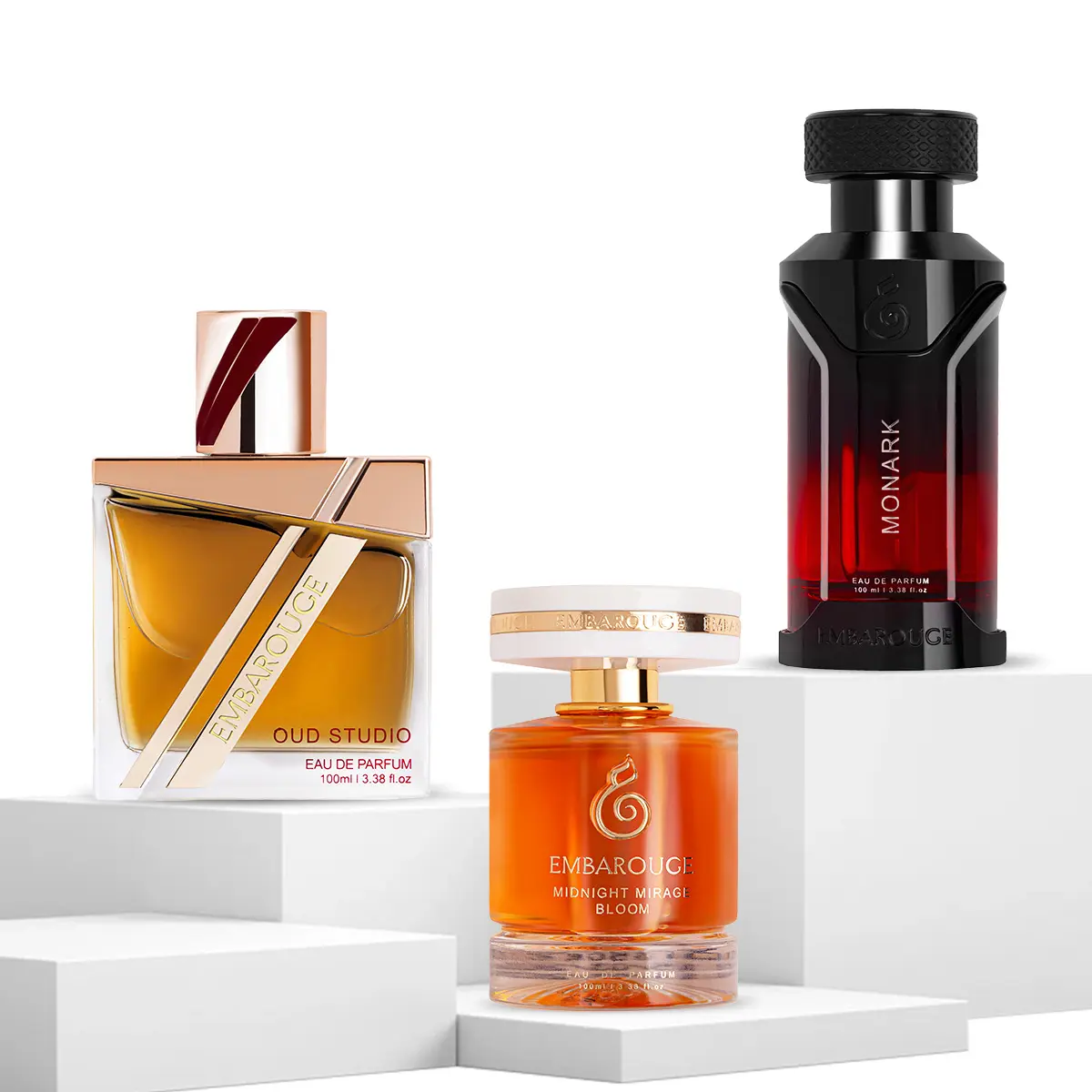 Oud Café Club by Embarouge | Perfume Combo Gift Set | 3×100 ml | Oud Studio, Midnight Mirage & Monark | Long Lasting Eau De Parfum | Vegan & Cruelty Free