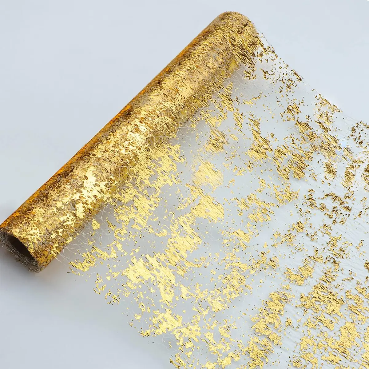 Table Runner Roll, 9 Feet Long, 11.02 Inches X 108.27 Inches, Shiny Gold Foil Net Polyester Elegant Decorative Decoration, Perfect for Weddings, Birthdays, Christmas, New Year, Festivals, Party
