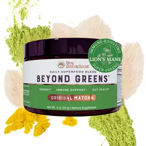 Live Conscious Beyond Greens Superfood Drink Powder - Matcha Greens Blend w/Chlorella, Echinacea, Probiotics for Immune Support & Energy
