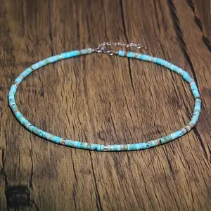 Boho-Chic Natural Turquoise Necklace - Vintage Blue Stone Spacer Beads, Perfect Gift for Women, Turquoise Jewelry