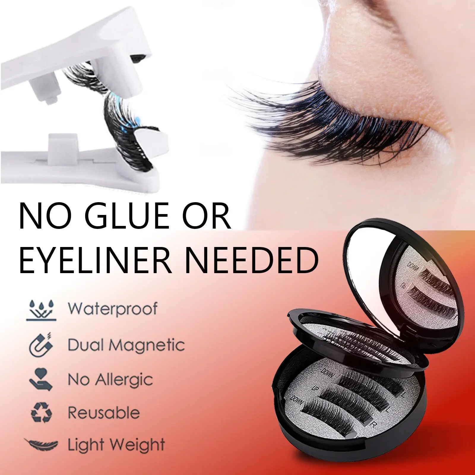 Reusable Magnetic Eyelashes Kit with Applicator Glue-Free Waterproof Lightweight for Natural Makeup Cosmetic Enhance Your Look Subtly