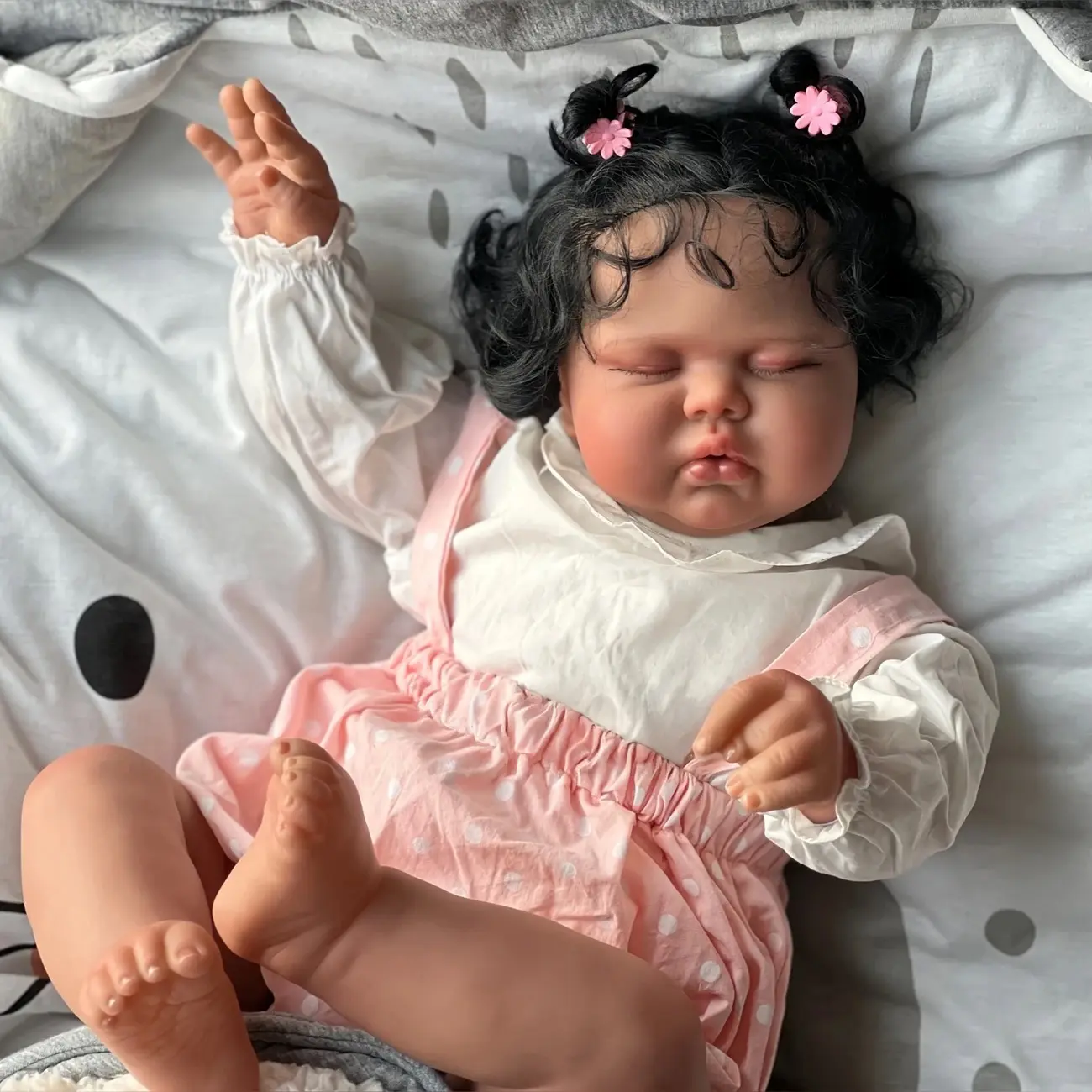 19 Inch 48cm Pickle Reborn Baby Doll Black Girl African American Reborn Toddler Doll Cloth Body Sleeping Realistic Newborn Doll with Brown Skin Handmade Lifelike Babies Toys