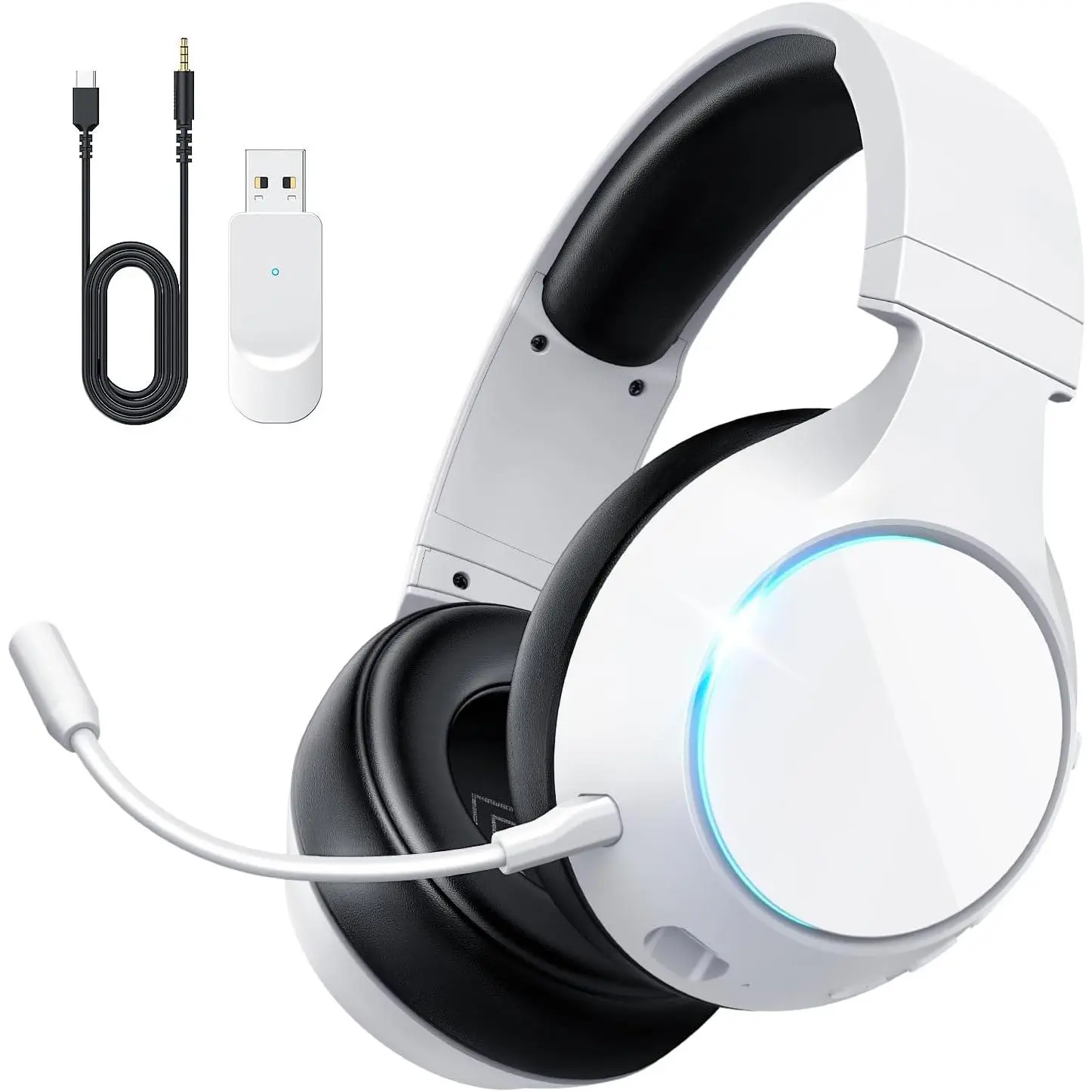 Multiplatform Wireless Gaming Headset - 2.4GHz Low Latency 3D Surround Sound Headphones, 5.3 Bluetooth, ENC Noise Canceling Mic, 60H Battery, 3.5mm Wired/USB Compatibility, Over Ear for PC, PS5, PS4, Switch, Mac (Wireless Headset Audio), Multiplatform Gam