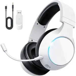 2.4GHz Wireless Gaming Headset for PC, PS5, PS4, Switch, Mac, USB Over Ear Gaming Headphones with ENC Noise Canceling Microphone, Bluetooth 5.3, 60H Battery, 3.5mm Wired for Controller