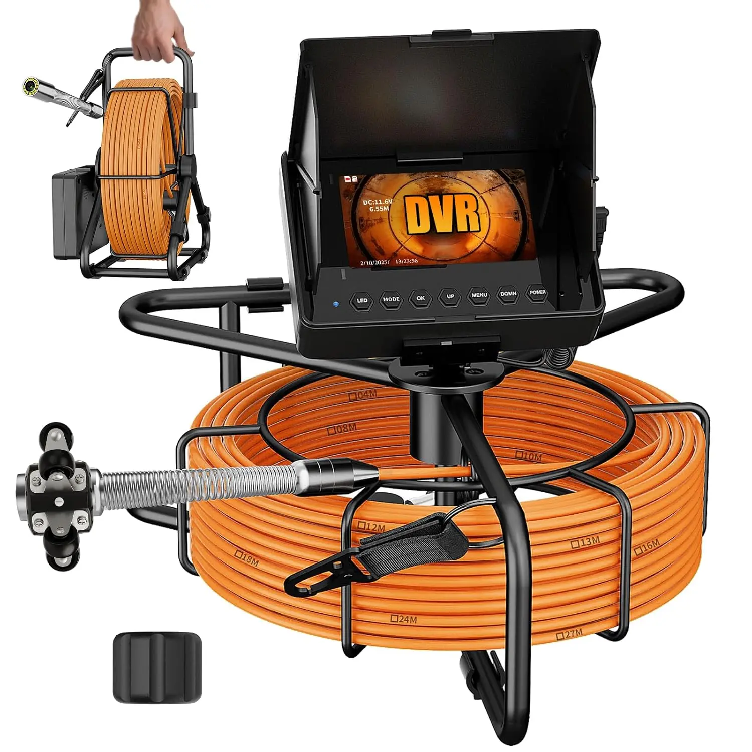 【Summervibes】Sewer Camera 100ft, Drain Camera 4.3" with 18mm 1080P Probe, 8500mAh, 16GB Audio & Video Record, IP68 Waterproof for Drain Pipe, Plumbing & Industrial Inspection, Endoscope Camera with Light(8 LEDs)