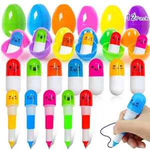 12 Pack Easter Basket Stuffers – Filled Easter Eggs with Novelty Pens & Toys for Kids & Toddlers, Fun Egg Fillers, Classroom Gifts, Party Favors, Easter Egg Hunt & Easter Gift