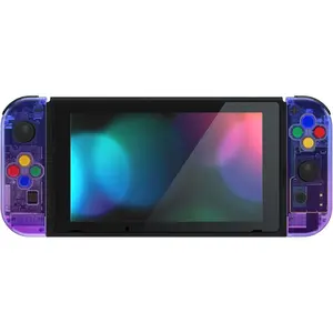 eXtremeRate DIY Replacement Shell Buttons for Nintendo Switch & Switch OLED, Gradient Translucent Bluebell Custom Housing Case with Corlorful Button for Joycon - Console Shell Without