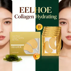 EELHOE Collagen Hyaluronic Acid Hydrating Eye Masks - Gold-Infused Moisturizing Brightening Eye Patches