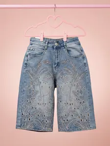 Eyelet Denim Bermuda