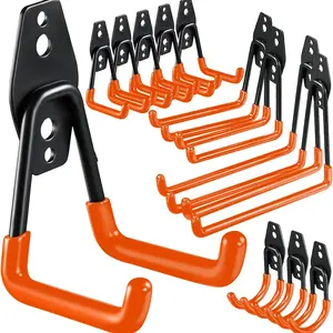 Garage Hooks Organizer Rack, Convenient Hook, Wall Mounted Storage Tool Hangers for Ladders, Cords, Hoses, Large Items, 6/12 Pack