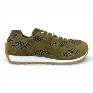 Bottega Veneta Orbit Trainer Olive Green White Beige