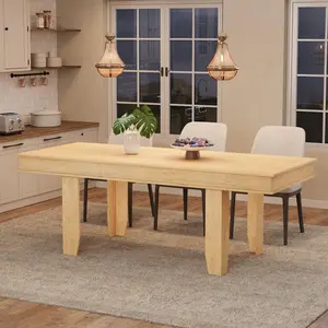 63 in-86.6 in Extendable Dining Room Table for 6-10, Farmhouse Kitchen Tables w/Wooden Sturdy Frame, Large Rectangular Dinner Table for Dining Room, Kitchen
