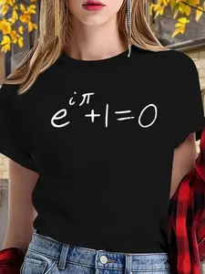 100% cotton women tshirt Vintage Math Teacher Euler's Formula and Euler's Identity T-Shirt Print Round Neck Short Sleeve Streetwear Fashion Breathable Soft Unisex Designer Clothes For Women Casual Clothes