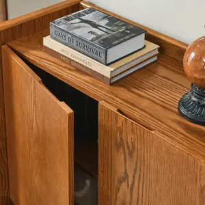 Garvee Modern Rustic Sideboard Buffet Cabinet with 2 Doors and 2 Adjustable Shelves, Wood Storage Cabinet Ideal for Entryway, Hallway, and Living Room Organization