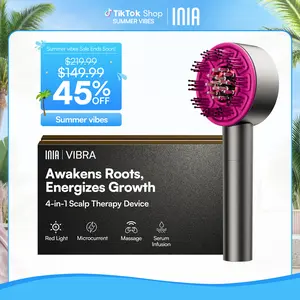 INIA VIBRA 4-in-1 Scalp Therapy Device, Red Light, Microcurrent, Massage, Serum Infusion, Scalp Massager Beauty Device, Waterproof & Wet/Dry Use, Perfect Holiday Gift