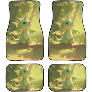Cartoon Dragon Car Floor Mats Universal Fit 4 Piece Set Auto Interior Accessories Heavy Duty Front Rears Carpet Mats for Cars SUV Truck ﻿