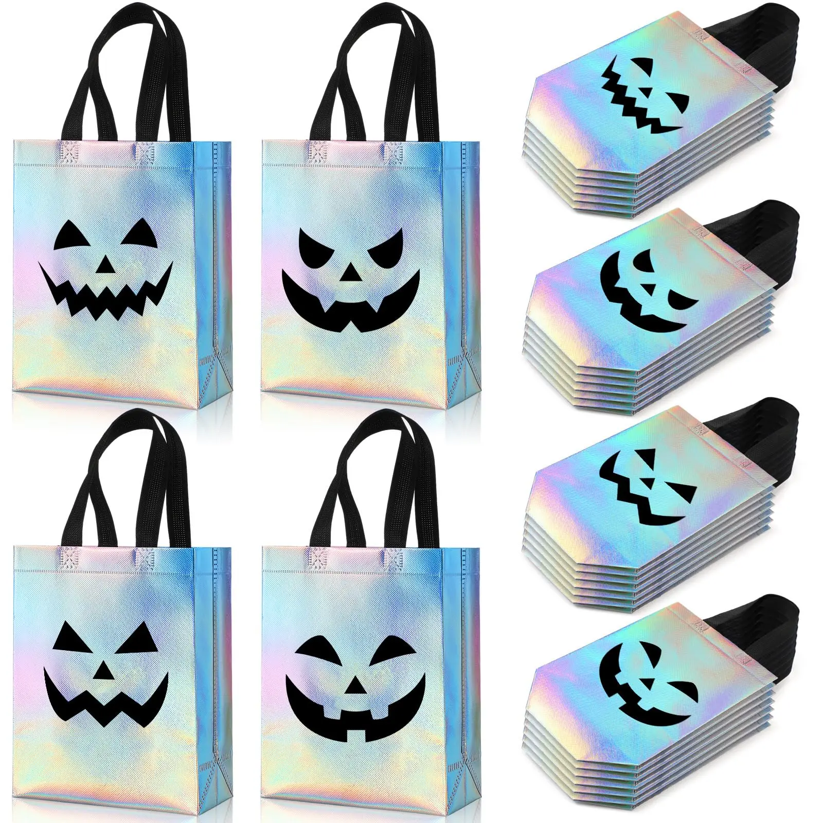 24pcs-Pumpkin Face Nonwoven Bags