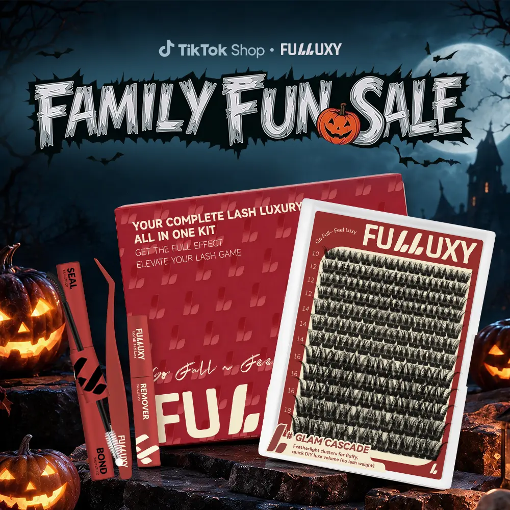 Fulluxy GLAM CASCADE Kit Everyday Luxe Volume, Long-Lasting & Easy DIY | Complete Set with Glue Remover & Tweezer for Beginners | One Layer = Bold, Luxe Volume