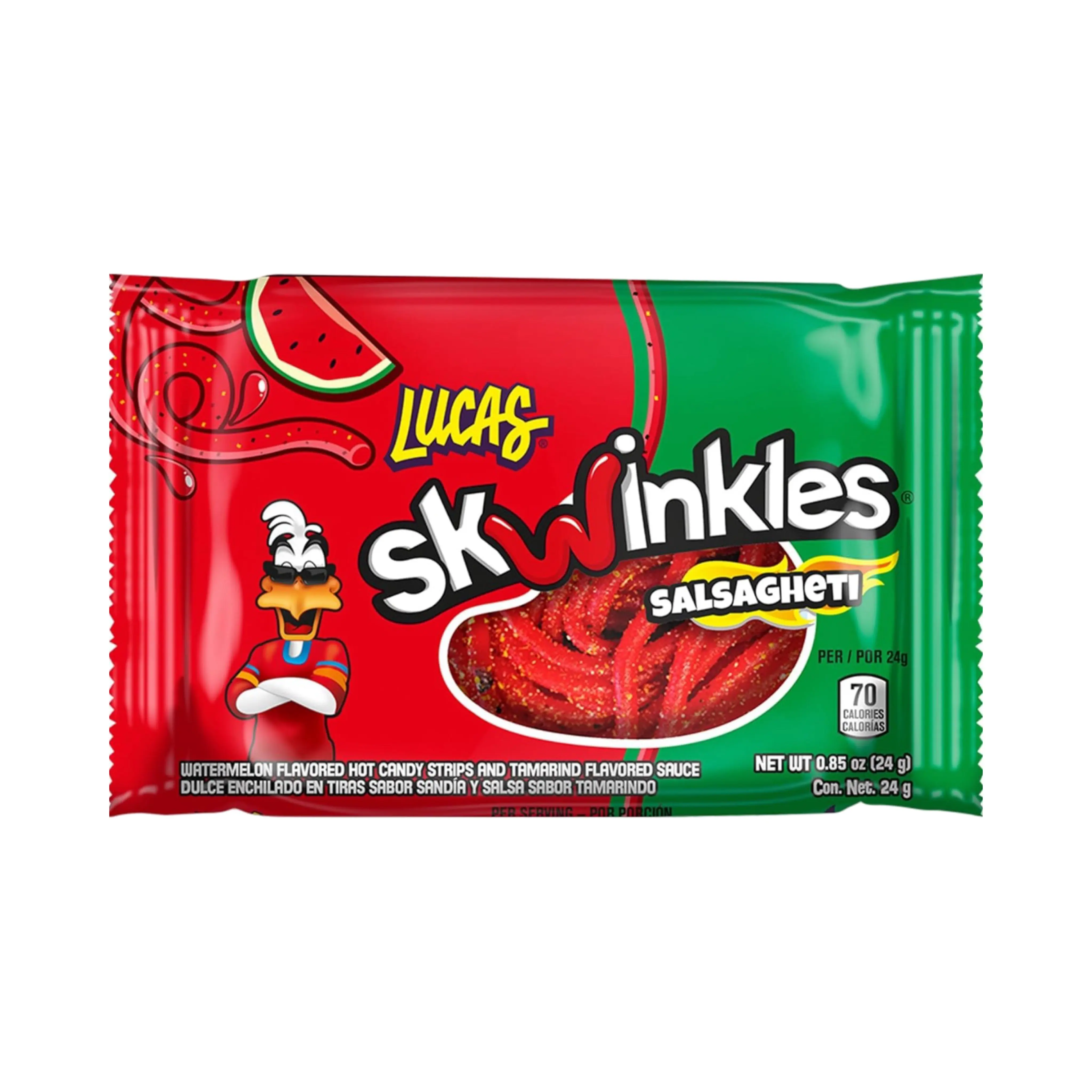 Lucas Salsaghetti Watermelon Mexican Candy (12 Count), Sweet Chewy Flavor Snack, Dulces Mexicanos Bonbon Candies