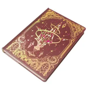 Magical Crystal Full Color Journal with Artistic Illustrations, Thick Gold Foil Cover Notebook for Gift, Korean Style Diary
