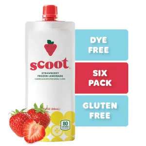 Scoot Frozen Lemonade 6-pack Strawberry Lemonade | Dye Free | Allergen Free | Kids Frozen Treat | Grab & Go Slushie | Fruit Beverage