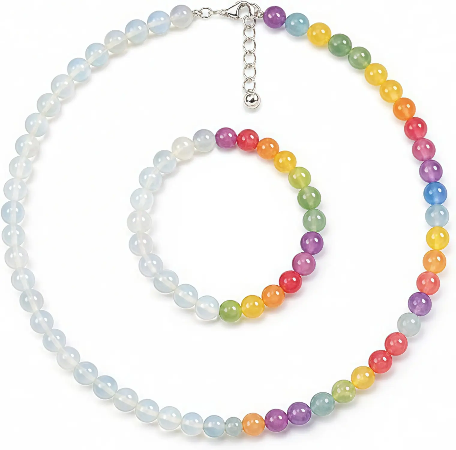 Dopamine Necklace UV Reactive Colorful Rainbow Beaded Necklace Dopamine Jewelry Color Changing Mood Necklaces Bracelet Anklet Summer Beach Vacation Gift for Women