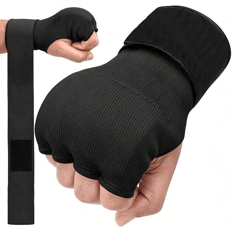 Boxing Hand Wraps, 1 Pair Long Wrist Straps, Elasticated Padded Fist Under Mitts Protection, Muay Thai MMA Kickboxing Martial Arts Punching Training Bandages, Boxing Equipment For Training, Boxing Training Gear