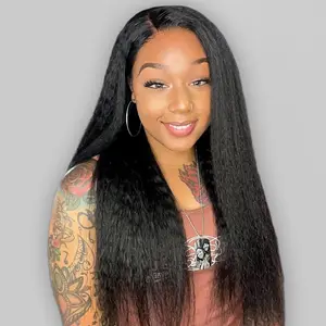 OQ HAIR 7x5 Wear  Go HD Lace Kinky Straight Glueless Wig   Pre Cut   Bleached Tiny Knots Lace Front Human Hair Wigs Pre Plucked Hairline Vacation Hair Wig   Natural Look  Outdoorfun dealsforyoudays