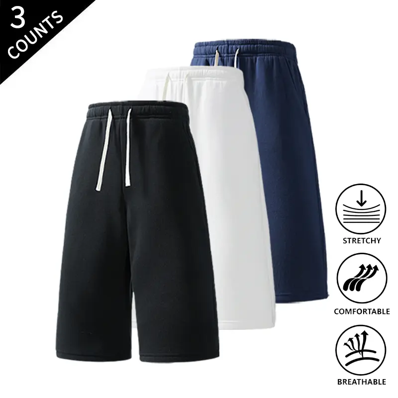 3-Pack Summer Vibes Men’s Elastic Waist Casual Cropped Pants – Lightweight Everyday Outdoor Pants